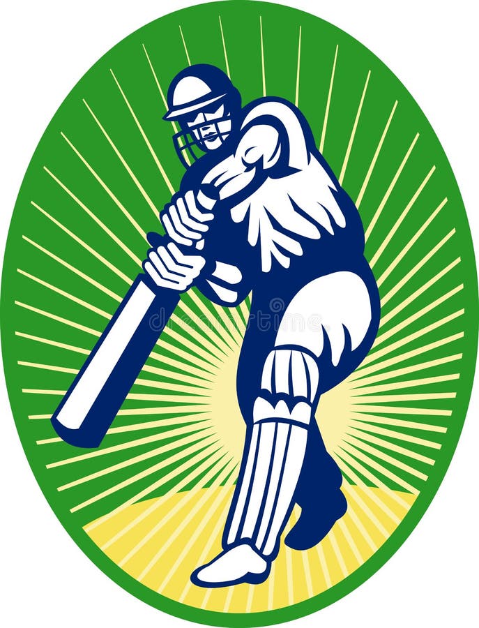 Cricket batsman silhouette stock illustration. Illustration of batting