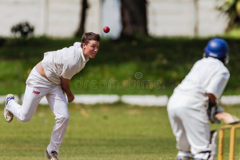 Cricket Bowler Batsman Ball Stroke Editorial Photo Image of male