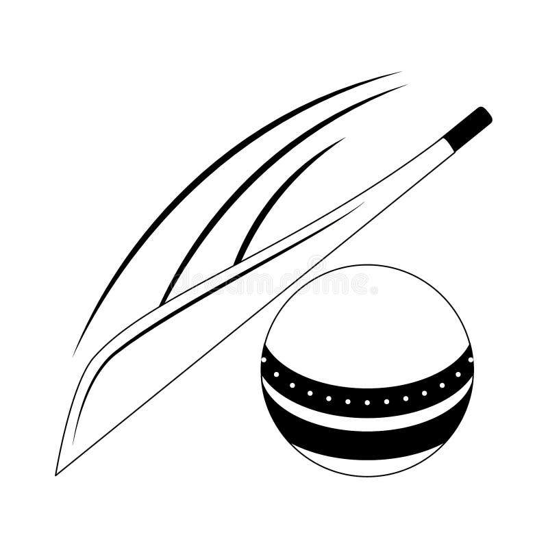 Cricket Equiment Elements Icon Cartoon in Black and White Stock Vector -  Illustration of match, professional: 151507698