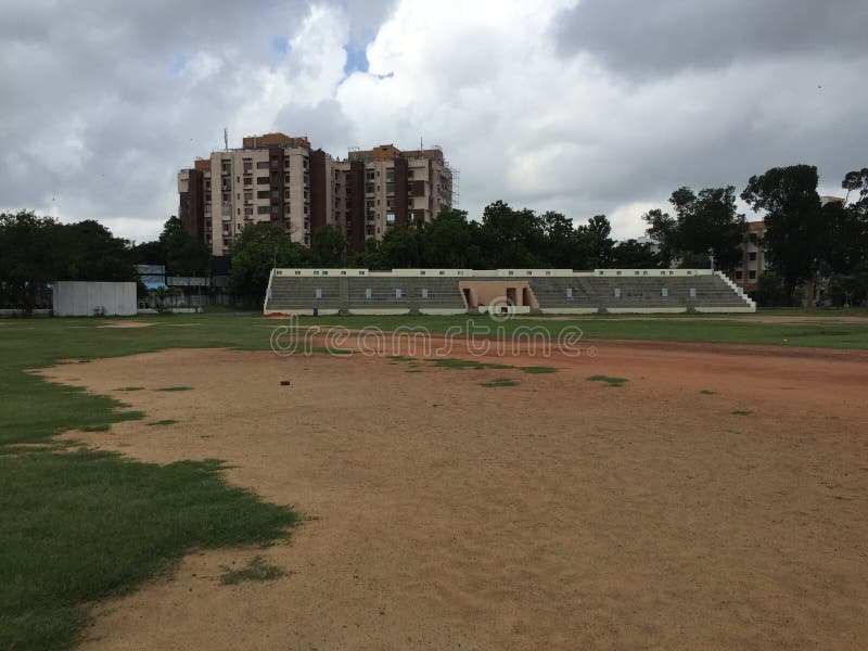 Cricket field with gallery stock photo. Image of forest 130625080