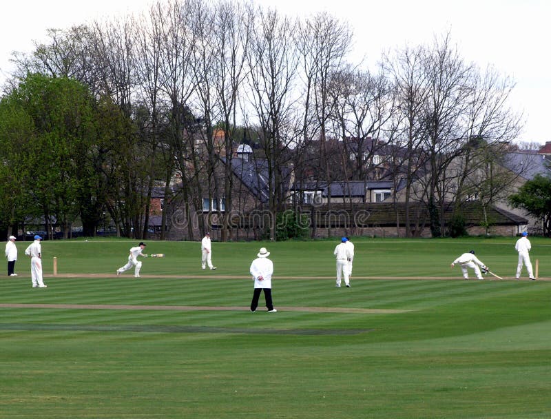 Cricket Match On A Summer Evening Ashford In The Water Peak Dist Stock