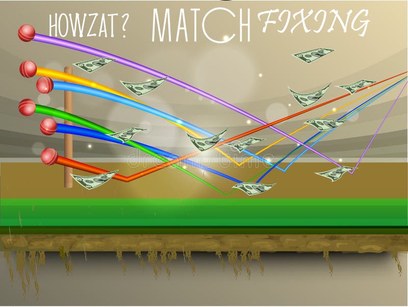 Cricket Match Fixing Concept With Dollar And Ball. Stock Illustration