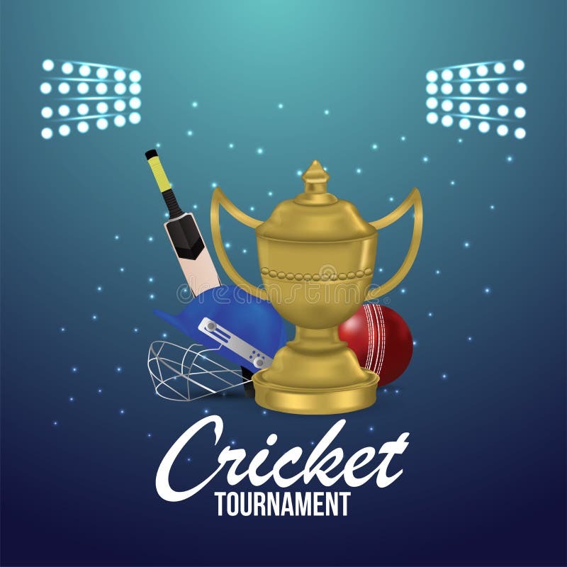Cricket Tournament Live Match with Cricket Equipment with Stadium Background  Stock Illustration - Illustration of ball, cricket: 218499767