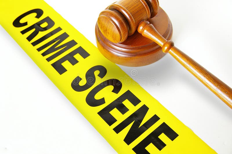 Crime scene tape and gavel royalty free stock photos