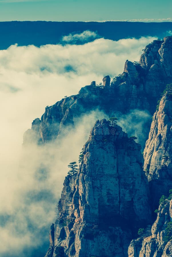 Vintage picture of Crimea mountain valley. Vintage picture of Crimea mountain valley