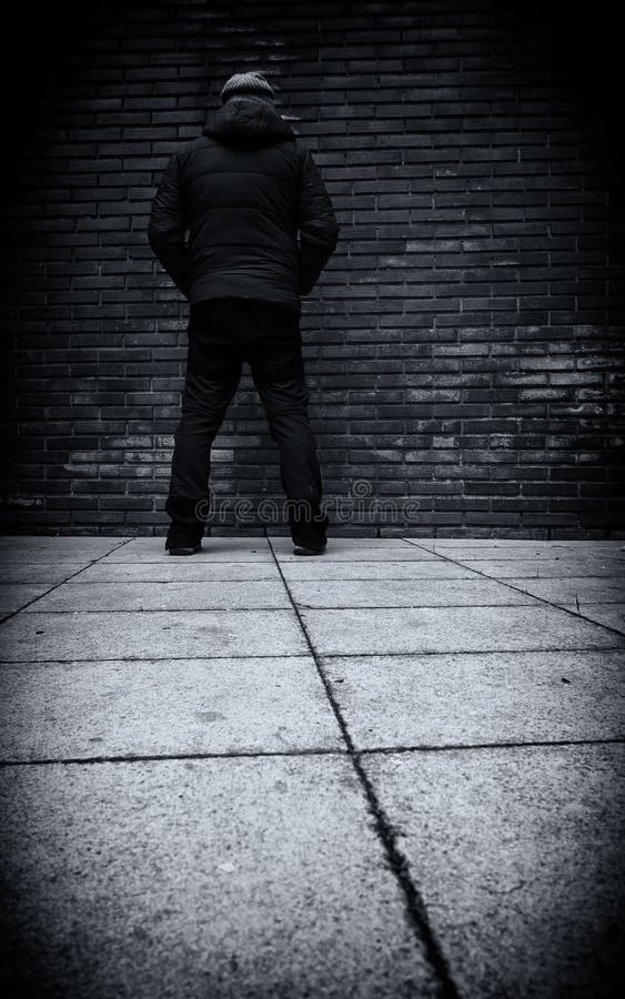 Criminal man on the street stock photo