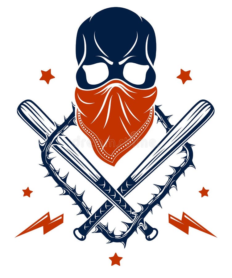 Criminal Tattoo ,gang Emblem or Logo with Aggressive Skull Baseball ...