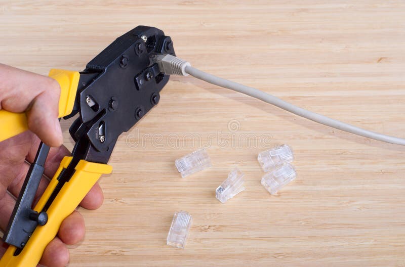 Crimping cable stock photo. Image of plug, rj45 56231792