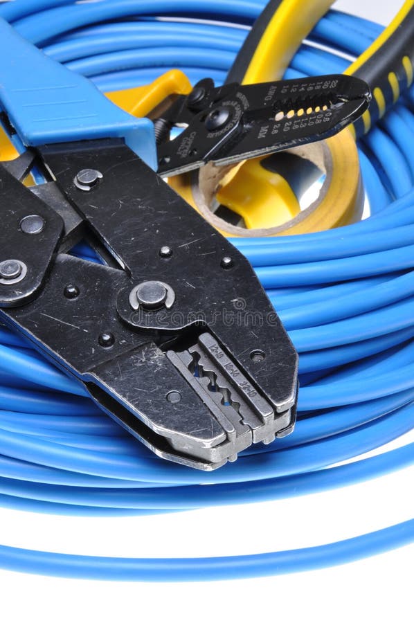 Crimping Tool and Cable Terminals Stock Image Image of equipment