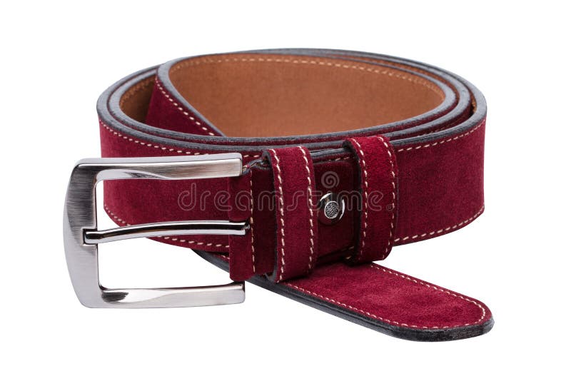 Crimson men leather belt isolated on white