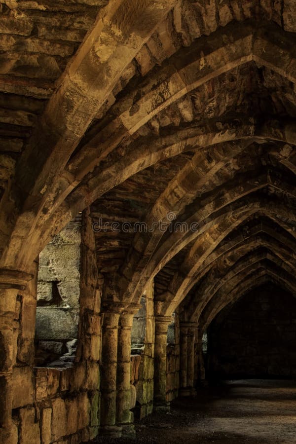 Cropped shot of crypt walls and vaulted ceiling. Cropped shot of crypt walls and vaulted ceiling