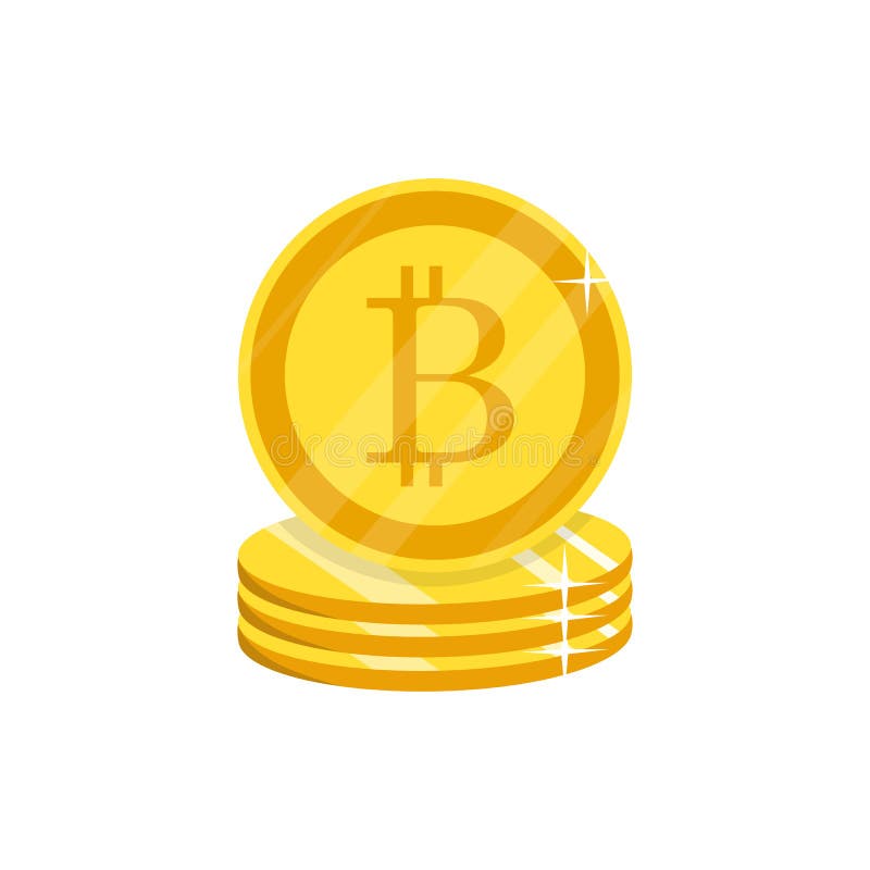 Cripto waluta wektor Złotej bitcoin znaka ikony płaska sieć m royalty ilustracja
