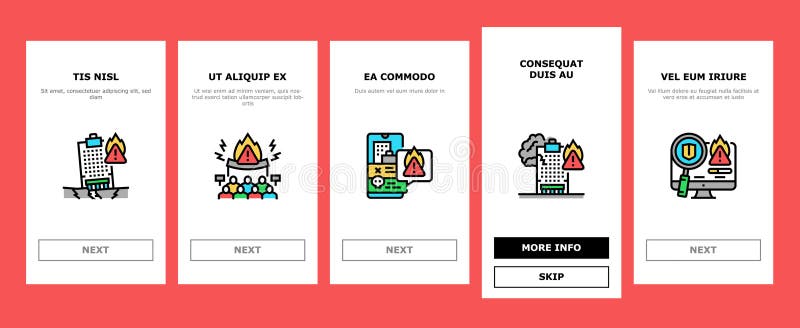 Crisis Management Risk Strategy Onboarding Icons Set Vector Stock ...