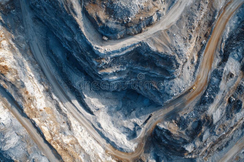 High Resolution Drone Image of a Limestone Mine stock illustration