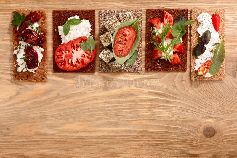 Crispbread open-faced sandwiches royalty free stock photo Crispbread open-faced sandwiches royalty free stock photo