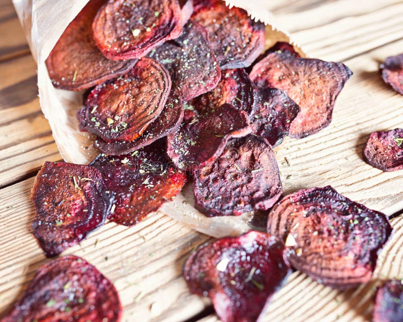 Crispy Beet Chips with Sea Salt Stock Image Image of snack, fried