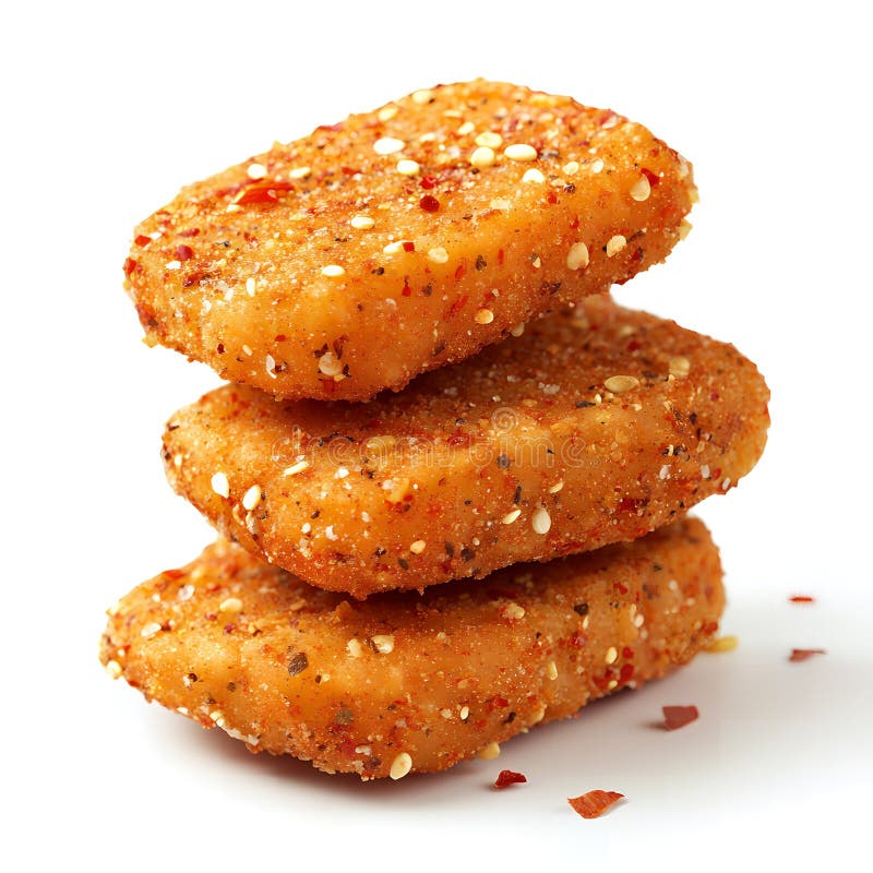 Crispy Breaded Chicken Nuggets Stack Delicious Spicy Sesame Snack Food stock illustration