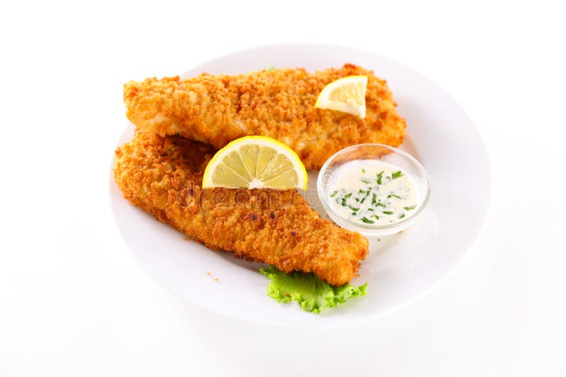 Crispy breaded fish stock photo. Image of meal, dinner 208579236