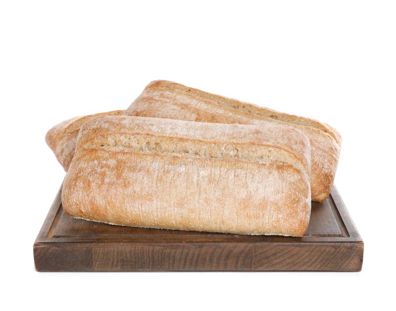 Crispy ciabattas isolated on white. Fresh bread