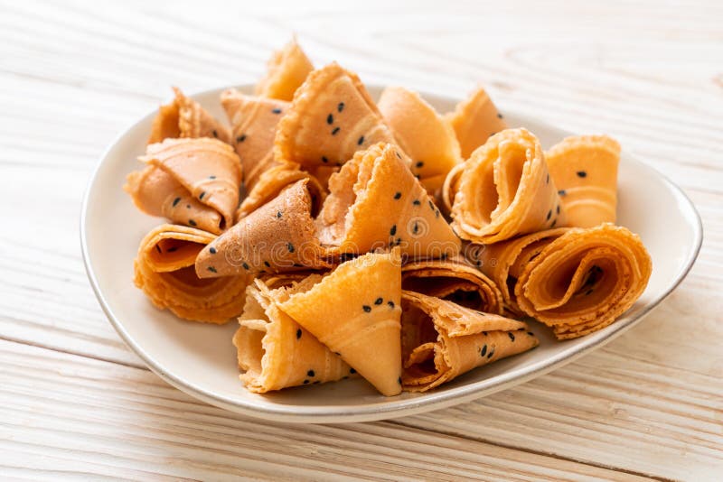 Crispy Coconut Roll Asian Snack Stock Image Image of delicious