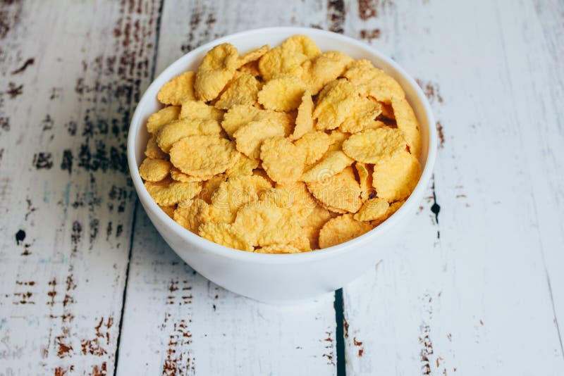 Crispy Corn Flakes in a Bowl on the Table Stock Photo Image of