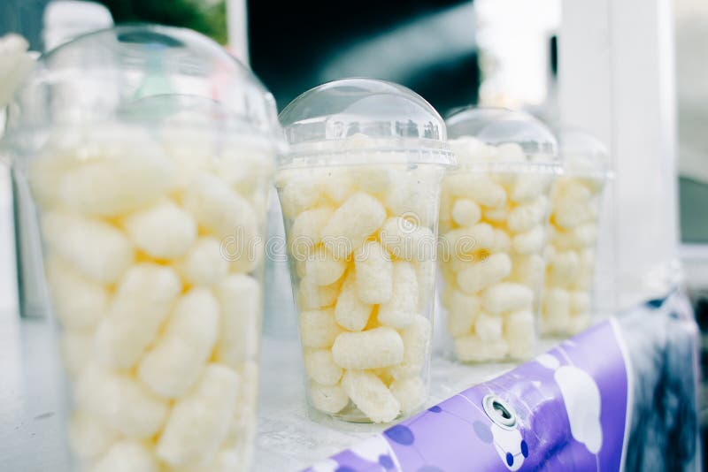 Crispy Corn Sticks in a Plastic Cup at a Street Market Stock Photo Image of isolated, food