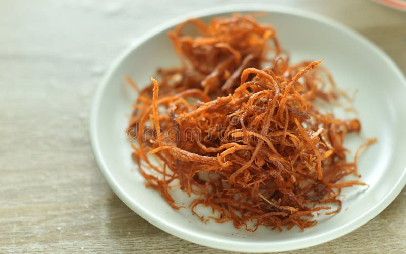 Crispy Dried Shredded Pork on White Background Stock Photo - Image of