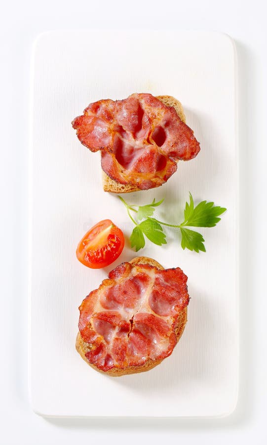 Pan fried bacon stock image. Image of preparation, snack 26007429