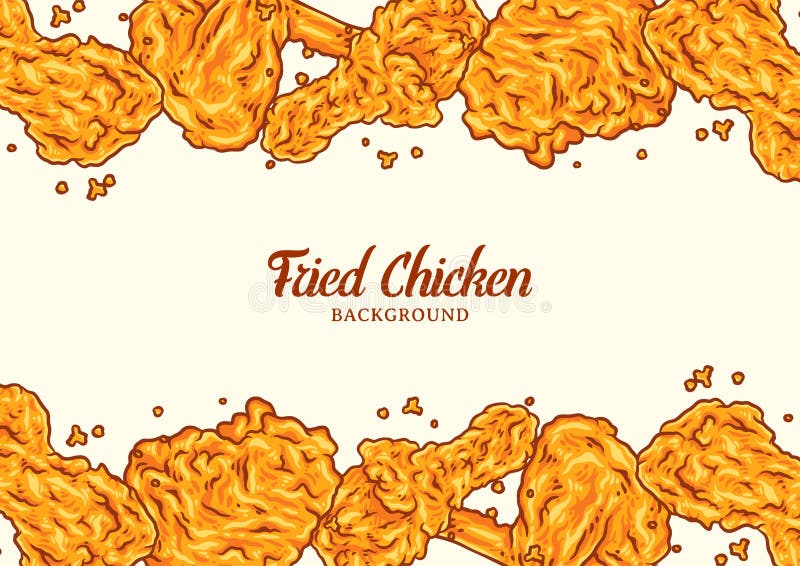 Crispy Fried Chicken Background Template Stock Vector - Illustration of
