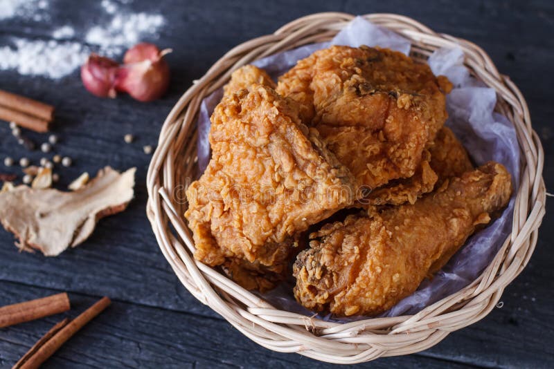 Crispy Fried Chicken in a Basket Stock Photo Image of crispy