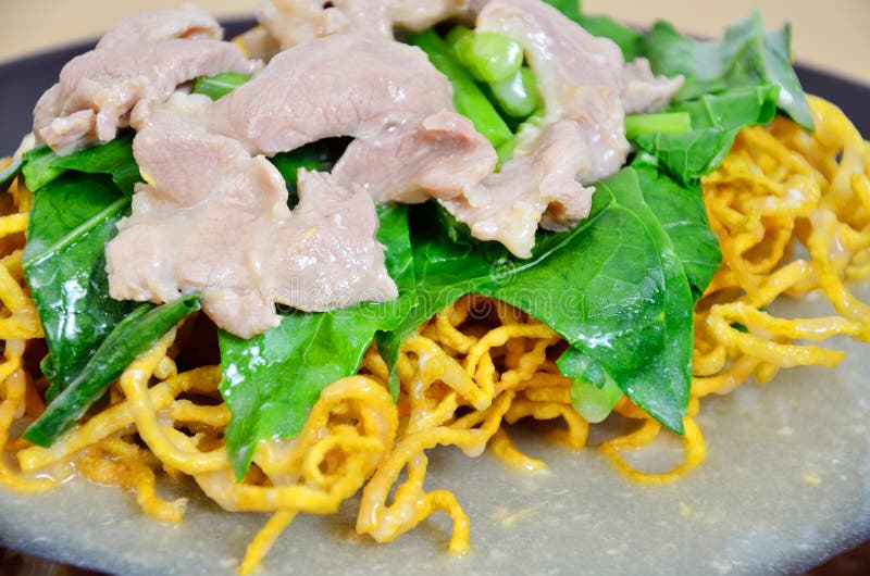 Crispy Fried Noodle with Pork Soaked in Gravy Stock Image Image of pork, dinner 63531329