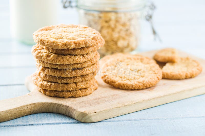 Crispy oatmeal cookies stock photo. Image of energy 145144592