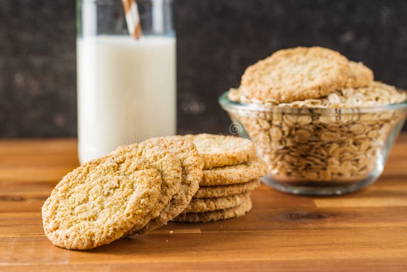 Crispy oatmeal cookies stock photo. Image of nutrition 145691950