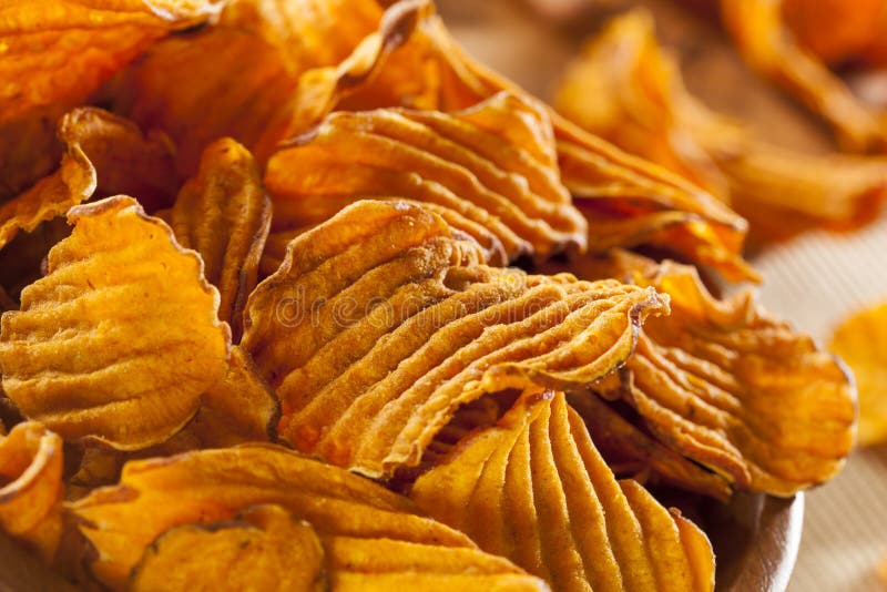 Crispy Orange Sweet Potato Chips Stock Photo Image of salted, organic