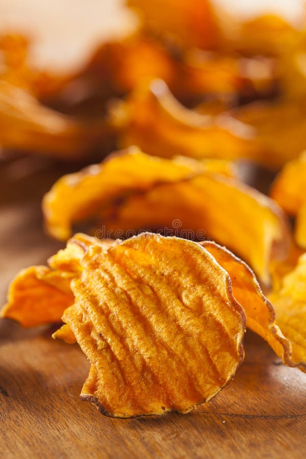 Crispy Orange Sweet Potato Chips Stock Photo Image of snack, vegan