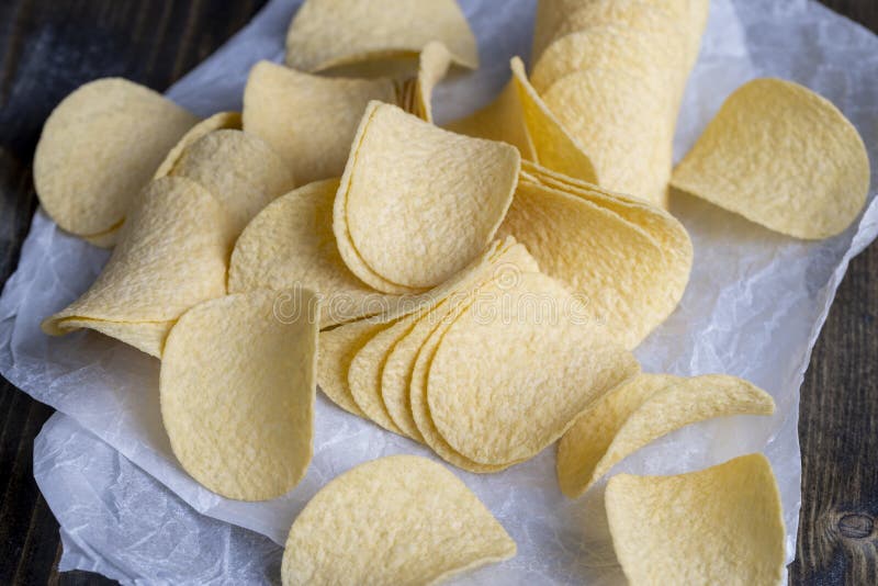 Crispy Potato Chips Fried with Spices Stock Photo Image of table