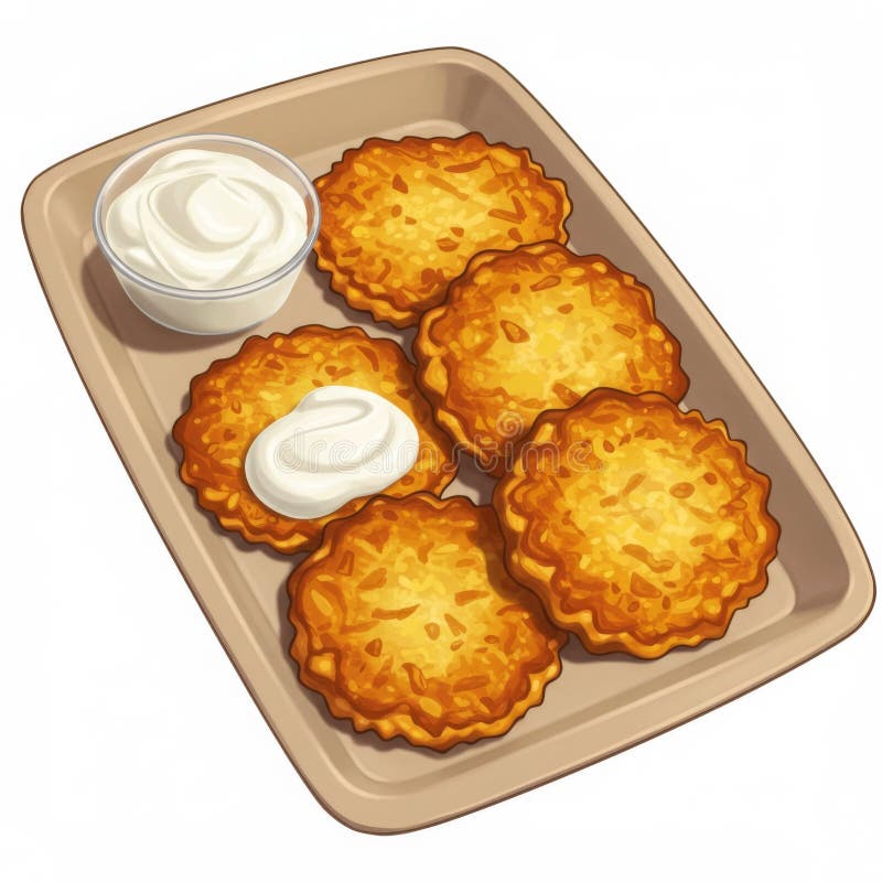 Crispy Potato pancakes met zure crème royalty-vrije illustratie