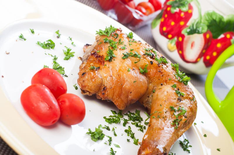 Crispy Roasted Chicken Quarter Stock Photo Image of nutrition, body
