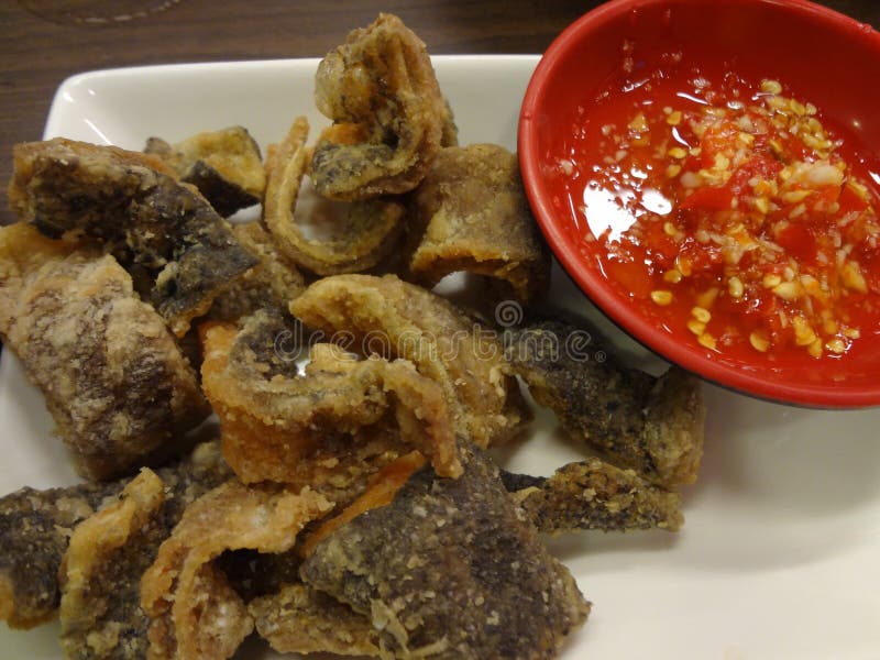 Crispy Salmon Skin is Good for Appetizing Stock Photo Image of