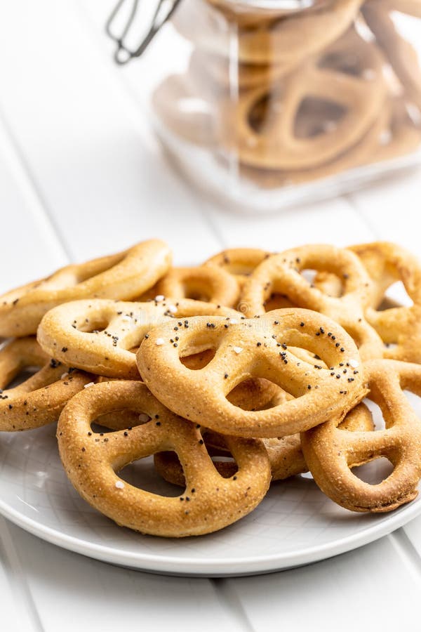 Crispy salted pretzels stock photo. Image of crunchy 188944006
