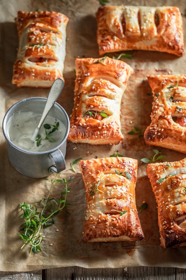 Crispy Sausage Roll As a Snack for Breakfast Stock Photo Image of