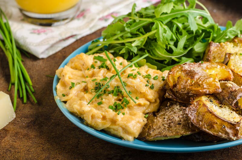 Crispy Smashed Potatoes stock images
