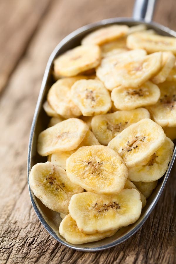 Crispy Sweet Banana Chips in Metal Scoop Stock Image Image of chips