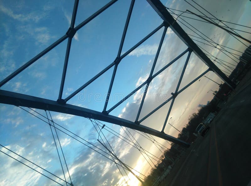 CrissCross Bridge stock photo. Image of sunset, crisscross 111076522