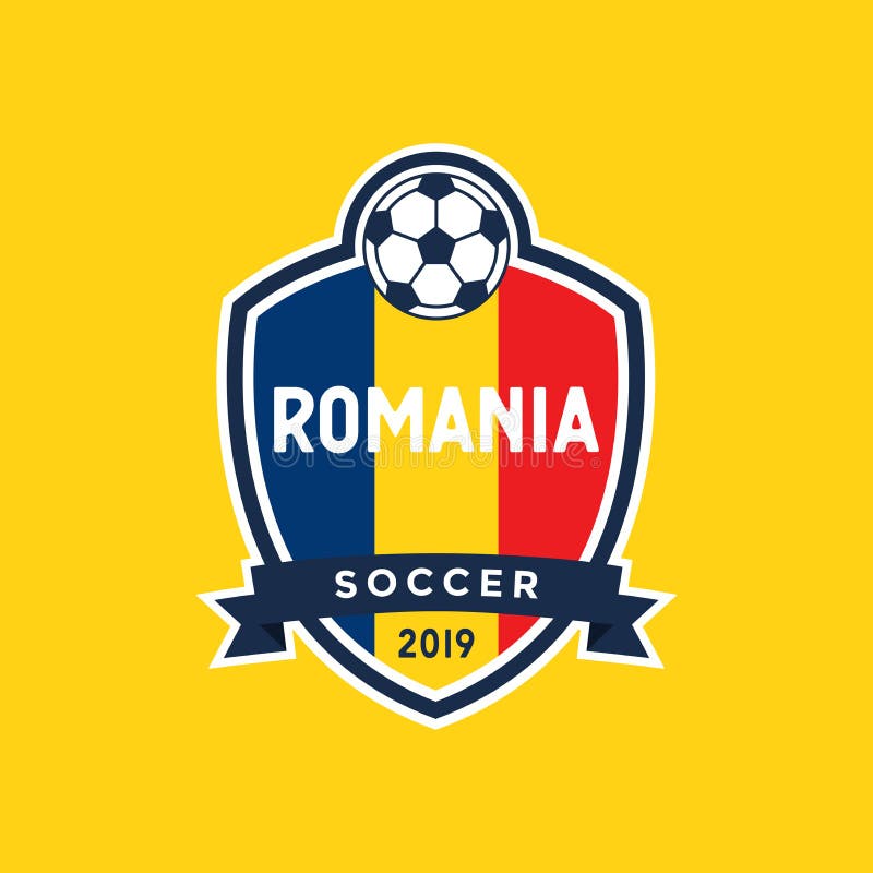 Crista do futebol do campeonato da bandeira de Romênia ilustração stock Crista do futebol do campeonato da bandeira de Romênia ilustração stock