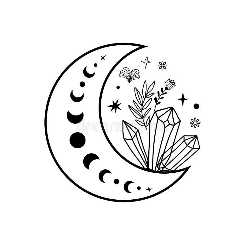 cristal lune phase fleurs tatouage page magique de coloriage celeste element graphique la mystique illustration vecteur du magie astrologie 213424194 voiture course facile
