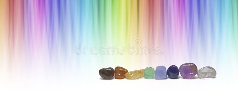 Cristalli curativi di chakra ed intestazione curativa del sito Web di colore