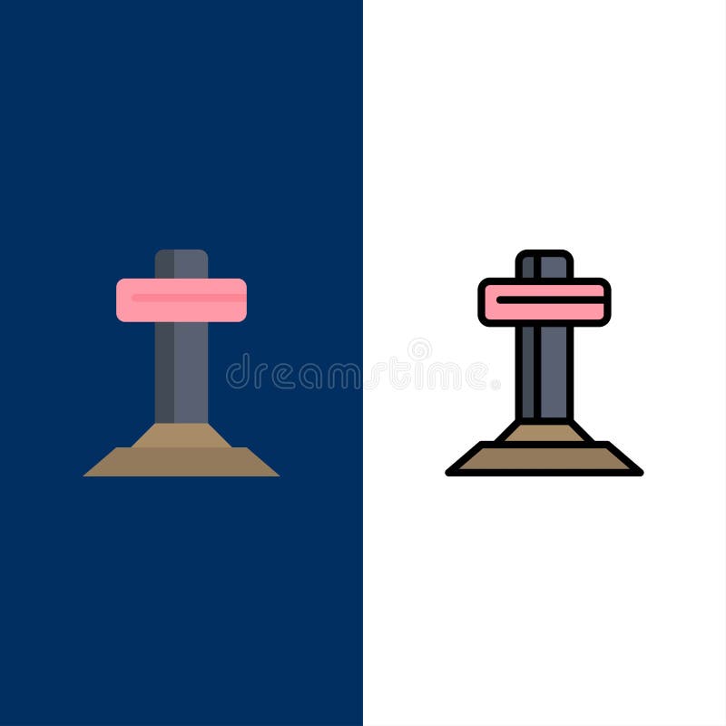 Cristandade, cruz, ícones de easter O plano e a linha ícone enchido ajustaram o fundo azul do vetor ilustração stock Cristandade, cruz, ícones de easter O plano e a linha ícone enchido ajustaram o fundo azul do vetor ilustração stock