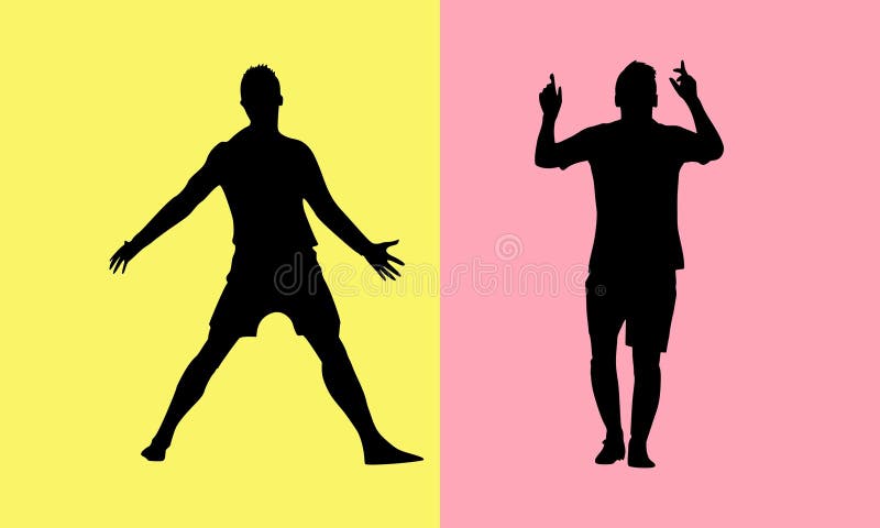 Cristiano Ronaldo and Lionel Messi Vector Silhouette Stock Vector