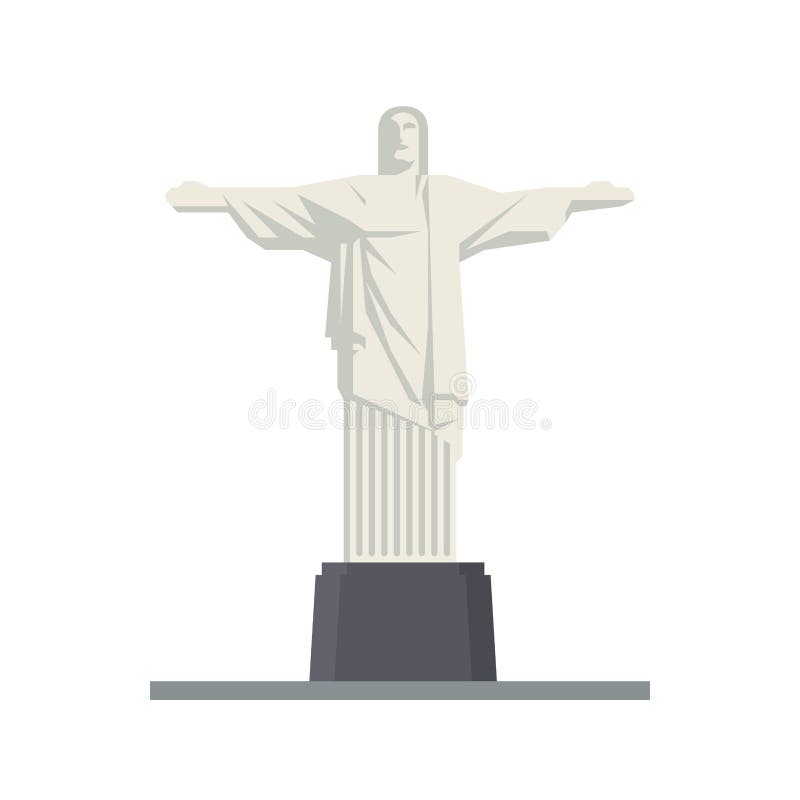 Cristo o redentor em Rio de janeiro, Brasil, isolador liso do projeto ilustração royalty free Cristo o redentor em Rio de janeiro, Brasil, isolador liso do projeto ilustração royalty free